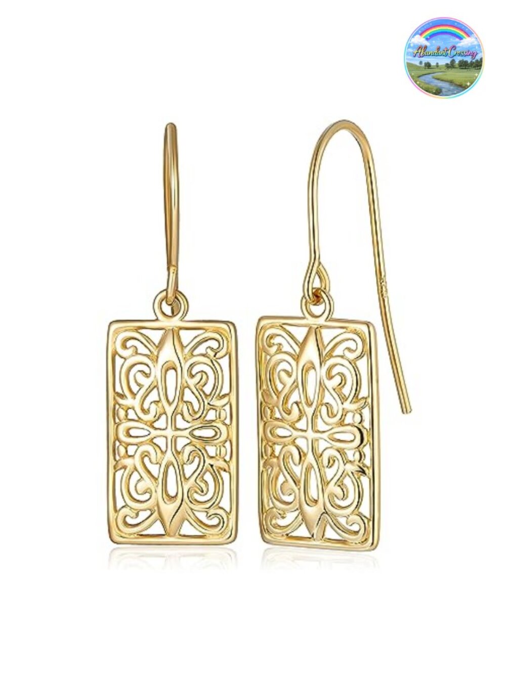 18K Yellow Gold Plated Sterling Silver Celtic Knot Dangle Earrings